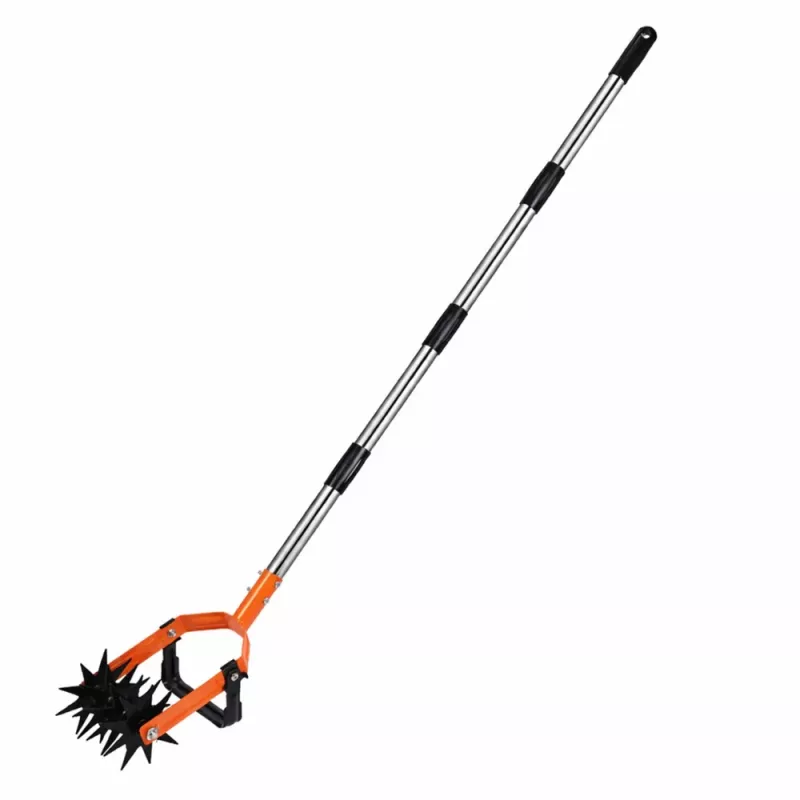 Arrancador de ervas daninhas rotativo com cabo telescópico, dentes de 5 estrelas, ajustável 90-150 cm, verde/preto LEAN TOYS