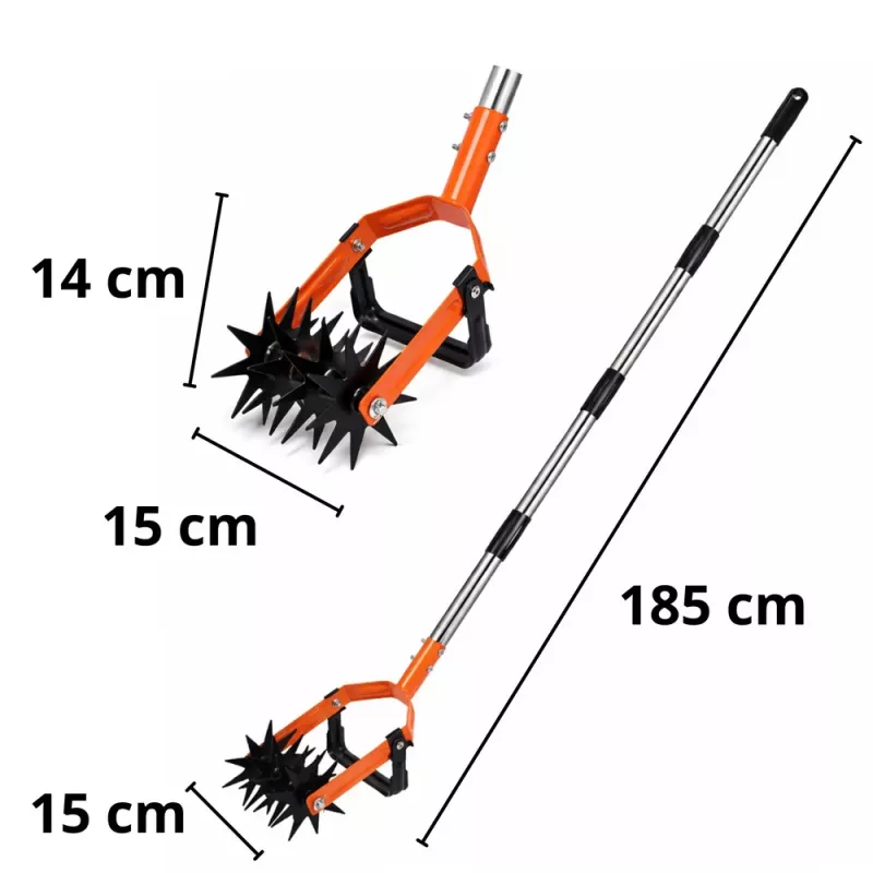 Arrancador de ervas daninhas rotativo com cabo telescópico, dentes de 5 estrelas, ajustável 90-150 cm, verde/preto LEAN TOYS