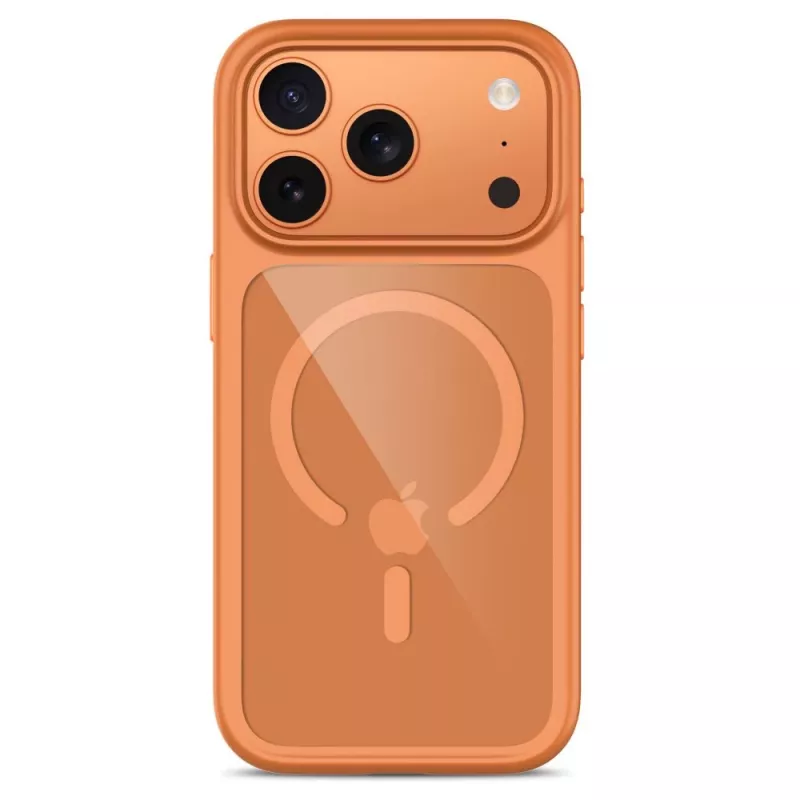 Capa TECH-PROTECT MAGONE MagSafe com pack de 2 proteções de ecrã em vidro temperado para iPhone 17 Pro / 18 Pro – Cosmic Orange/Transparente