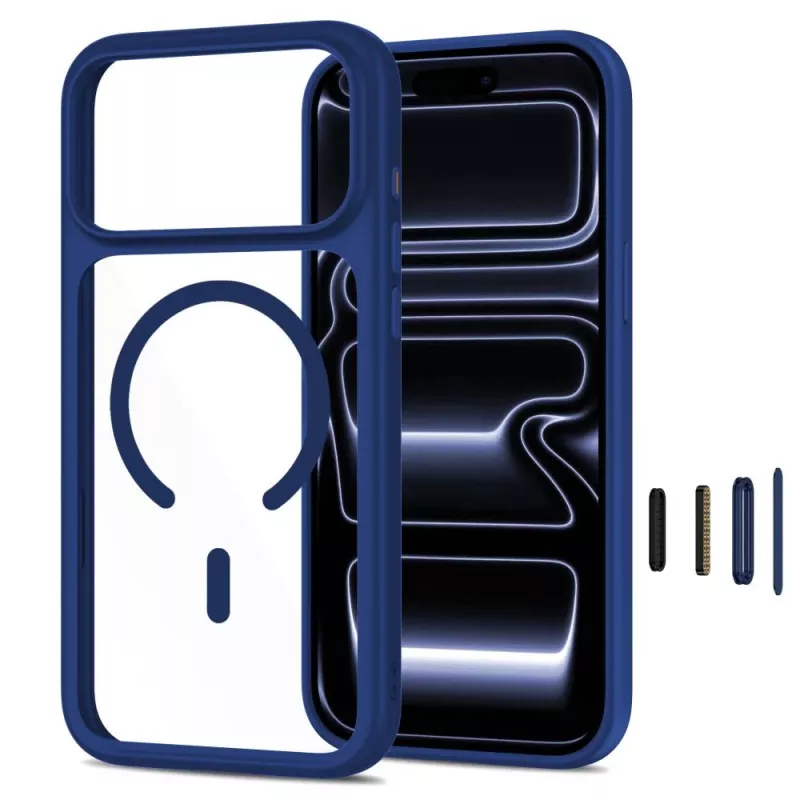 Capa TECH-PROTECT MagOne MagSafe + vidro pack de 2 para iPhone 17 Pro / 18 Pro Azul-escuro/Transparente