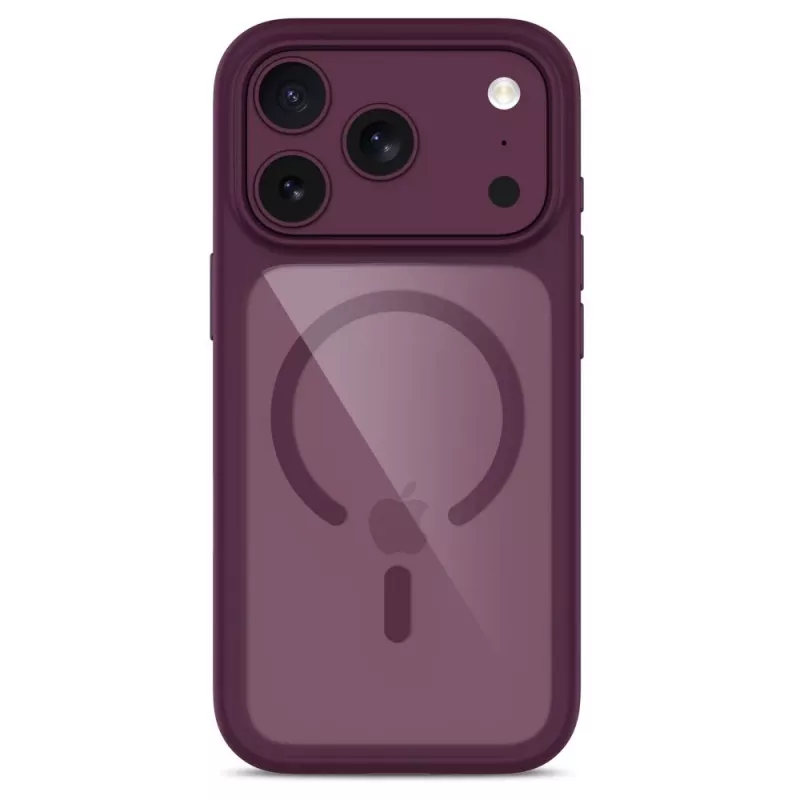 Capa TECH-PROTECT MagOne MagSafe + vidro temperado pack de 2 para iPhone 17 Pro / 18 Pro – Dark Cherry/Transparente