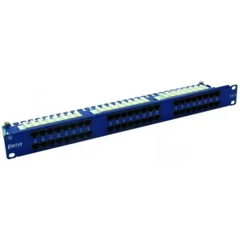 EMITERNET 48 portas RJ45 UTP Cat.6 Patch Panel 1U com guia de cabos, azul