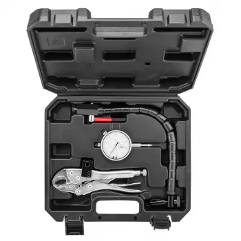 NEO TOOLS TOP-11-130 Conjunto de verificação de empeno lateral de discos de travão com comparador de 0,01 mm, base magnética de 60 kg, braço flexível