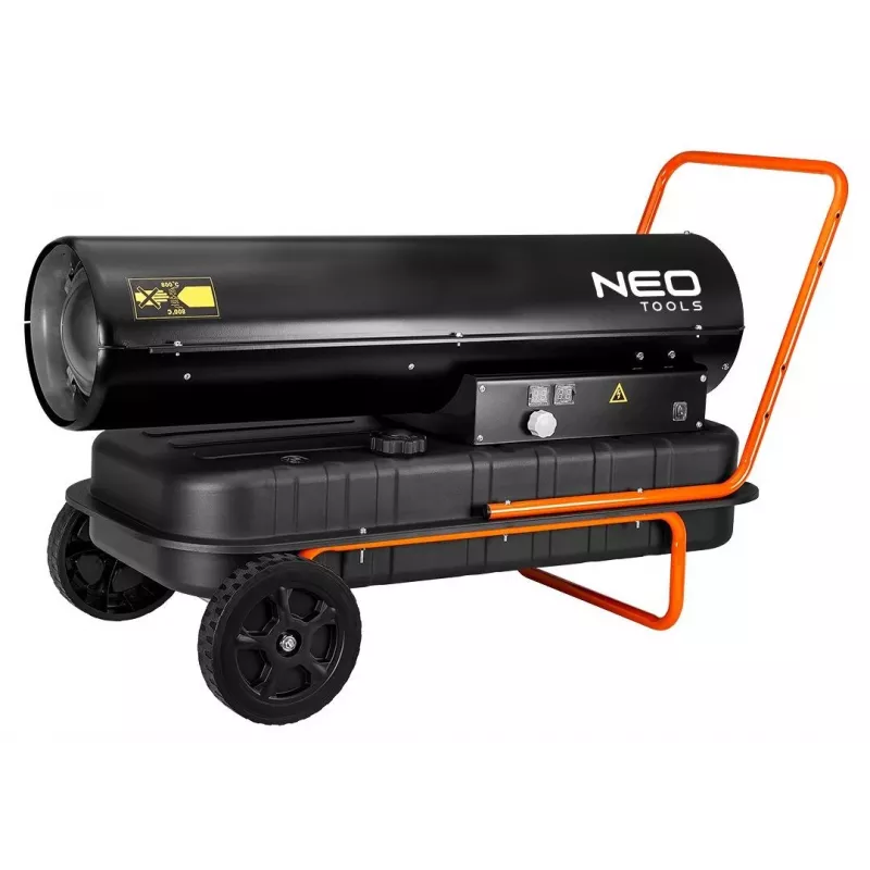 NEO TOOLS Aquecedor a óleo 50kW com depósito de 50L e rodas, 44 kW, 150.000 BTU/h, diesel/querosene/óleo de aquecimento, IP41, caixa de aço