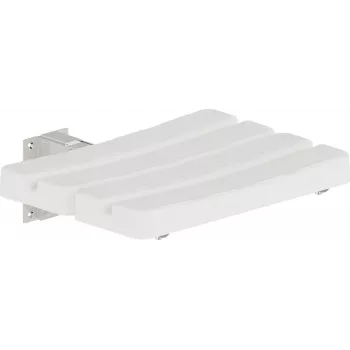DEANTE NIL_651A Banco de duche de parede rebatível, plástico ABS branco, estrutura de alumínio, capacidade 150 kg