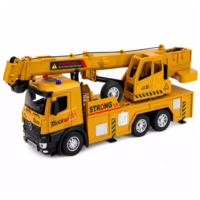LEAN TOYS Camião RC 1:12 com grua - cabine metálica, luzes, sons, comando de 2,4GHz 8 canais