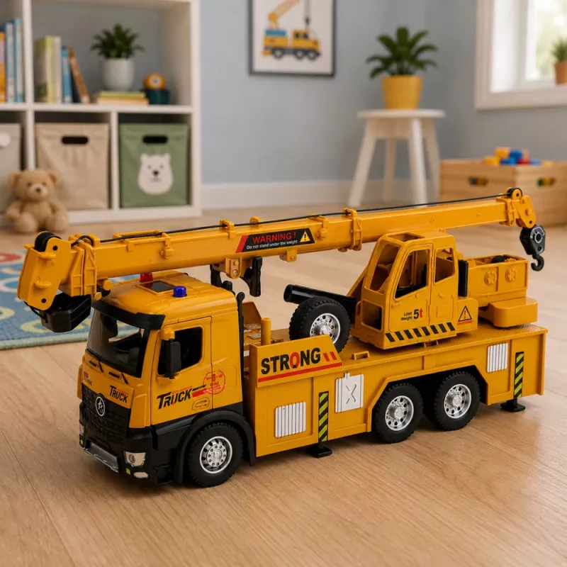 LEAN TOYS Camião RC 1:12 com grua - cabine metálica, luzes, sons, comando de 2,4GHz 8 canais