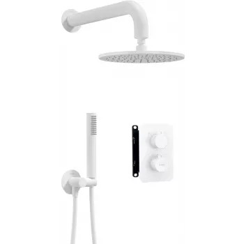 DEANTE Conjunto de duche termostático encastrado com sistema BOX e chuveiro de teto, preto mate
