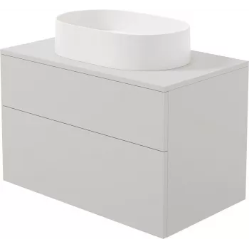 DEANTE Móvel de lavatório de parede com lavatório de granito integrado 55x35 cm branco alto brilho