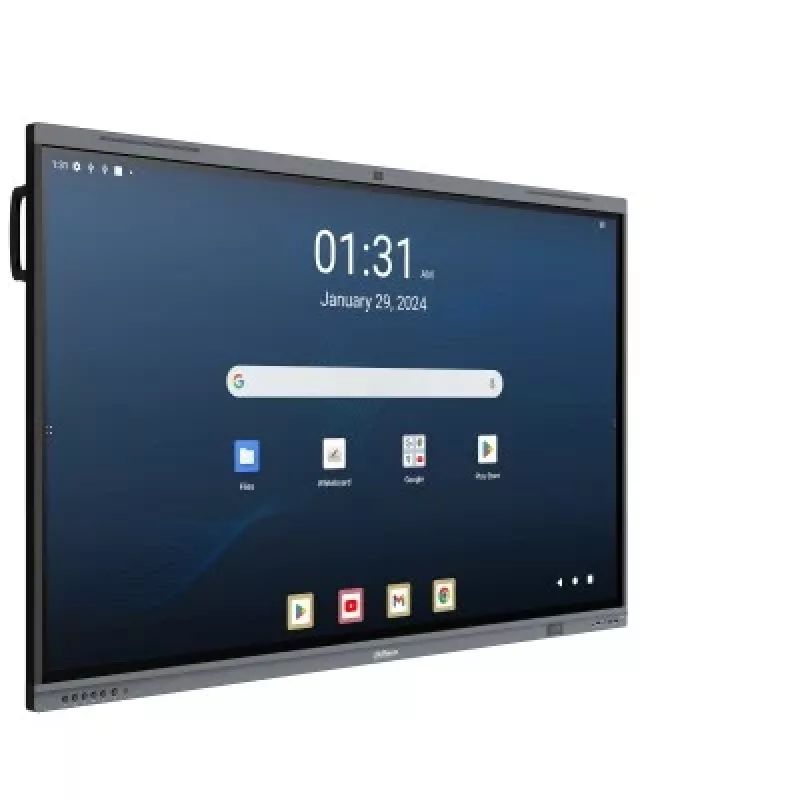 Ecrã interativo tátil Dahua DHI-LPH65-MC480-U 65 polegadas 4K com Android 13, certificado EDLA, toque IR de 40 pontos, câmara de 48MP, microfone de 8 matrizes, Wi-Fi 6, 8GB RAM, 128GB armazenamento