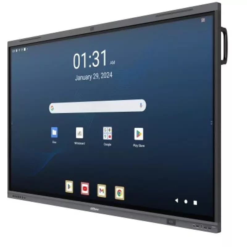 Ecrã interativo tátil Dahua DHI-LPH65-MC480-U 65 polegadas 4K com Android 13, certificado EDLA, toque IR de 40 pontos, câmara de 48MP, microfone de 8 matrizes, Wi-Fi 6, 8GB RAM, 128GB armazenamento