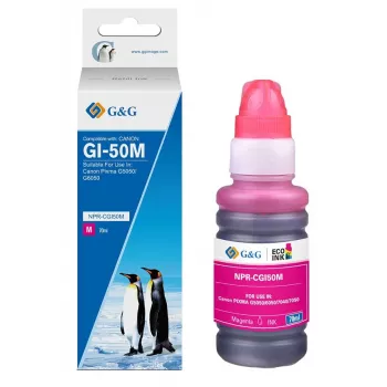 Frasco de recarga G&G Canon GI-50 magenta (70 ml) – tinta pigmentada, compatível com 3404C001
