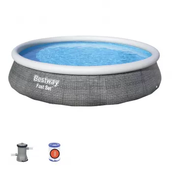 Piscina elevada redonda Bestway Fast Set 57376 7.340 L cinzento