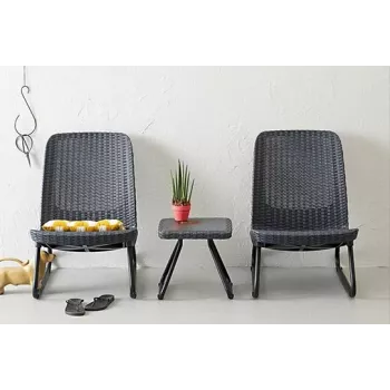 KETER Conjunto de mobiliário de jardim Rio Patio Set cinzento
