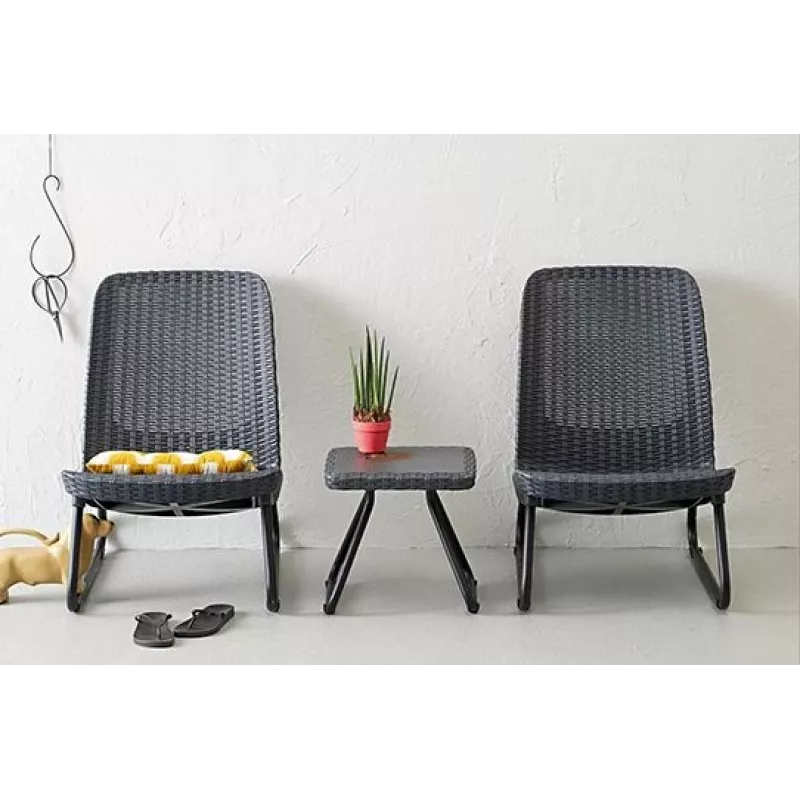 KETER Conjunto de mobiliário de jardim Rio Patio Set cinzento