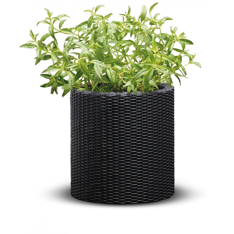 KETER 29197833939 Vaso cilíndrico cinzento 12L Vaso de plantas durável em resina com drenagem