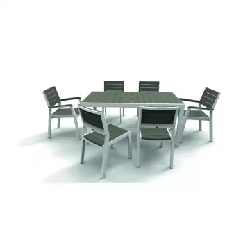 KETER Mesa de jantar de jardim Harmony branco/cinzento-claro 29201231