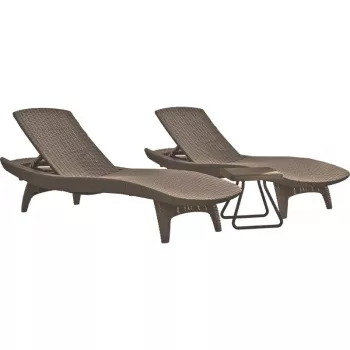KETER Conjunto de espreguiçadeiras 2 unid. + mesa Pacific bege