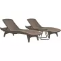 KETER Conjunto de espreguiçadeiras 2 unid. + mesa Pacific bege