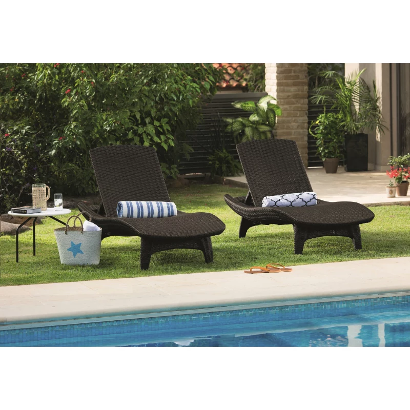 KETER Conjunto de espreguiçadeiras 2 unid. + mesa Pacific bege