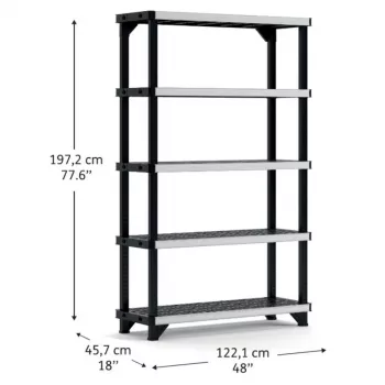KETER Estante de 5 níveis Fused 122,1x45,7x197,2cm preto