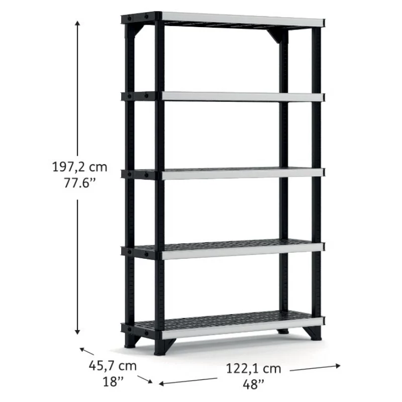 KETER Estante de 5 níveis Fused 122,1x45,7x197,2cm preto
