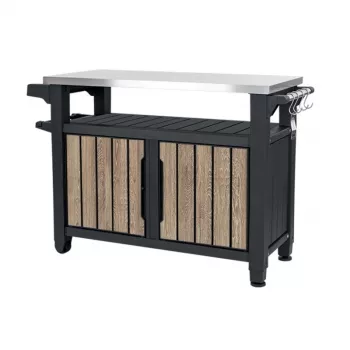 KETER Mesa de grelhados Deco Unity XL 207L aspeto freixo