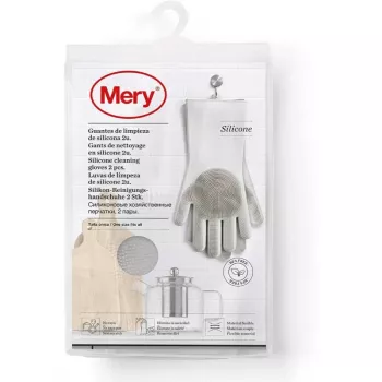 Luvas de limpeza de silicone MERY 2 unidades 34,5x15,5x2,6cm cinzento-claro