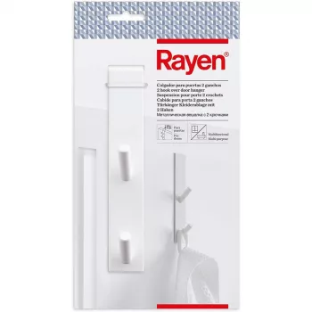 Cabide de porta RAYEN para pendurar / 2 ganchos / branco