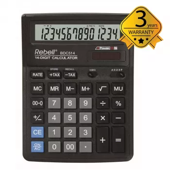 Rebell BDC514 Calculadora de secretária, 14 dígitos