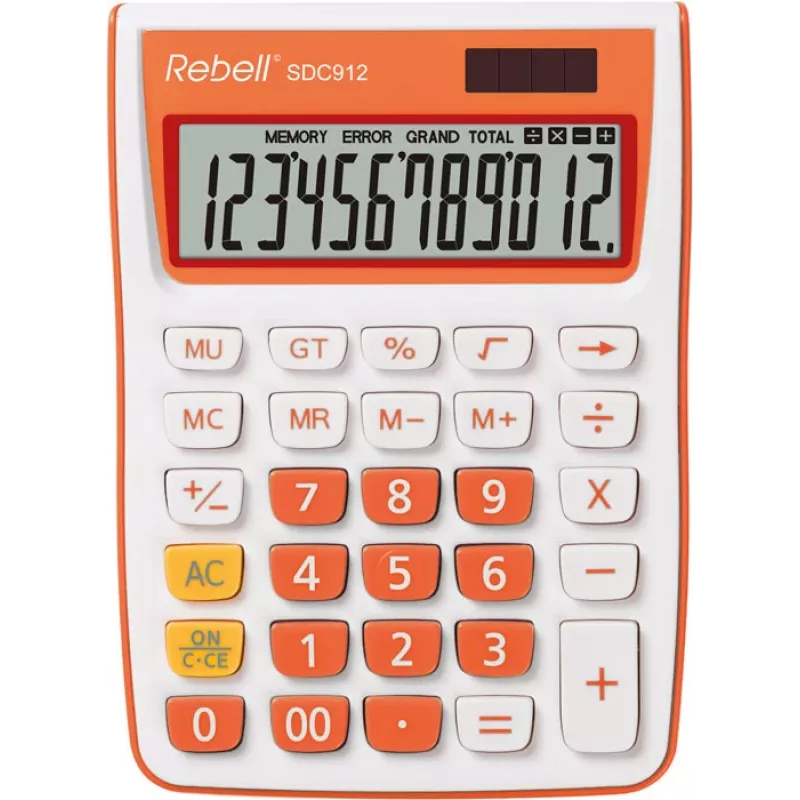 REBELL Calculadora de secretária RE-SDC912OR BX, LCD de 12 dígitos, alimentação dupla, preto/prateado