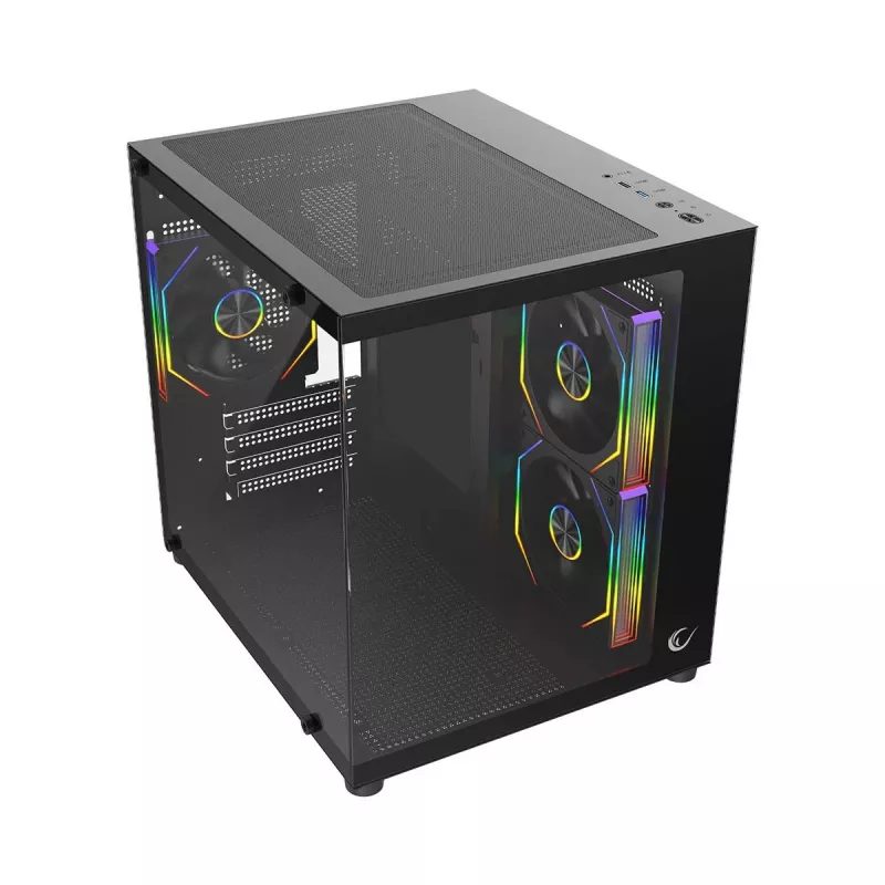 Rampage LUMID Caixa de PC M-ATX 3 ventoinhas ARGB preta