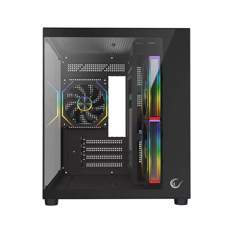 Rampage LUMID Caixa de PC M-ATX 3 ventoinhas ARGB preta