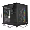 Rampage LUMID Caixa de PC M-ATX 3 ventoinhas ARGB preta