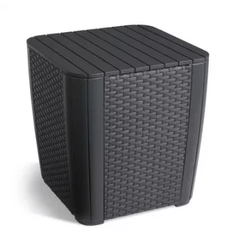 KETER Mesa de jardim/caixa de arrumação Luzon Flat Wicker, cinzento