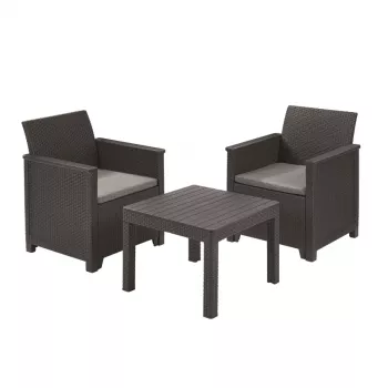 KETER Conjunto de mobiliário de jardim Elodie conjunto de varanda com mesa Classic cinzento