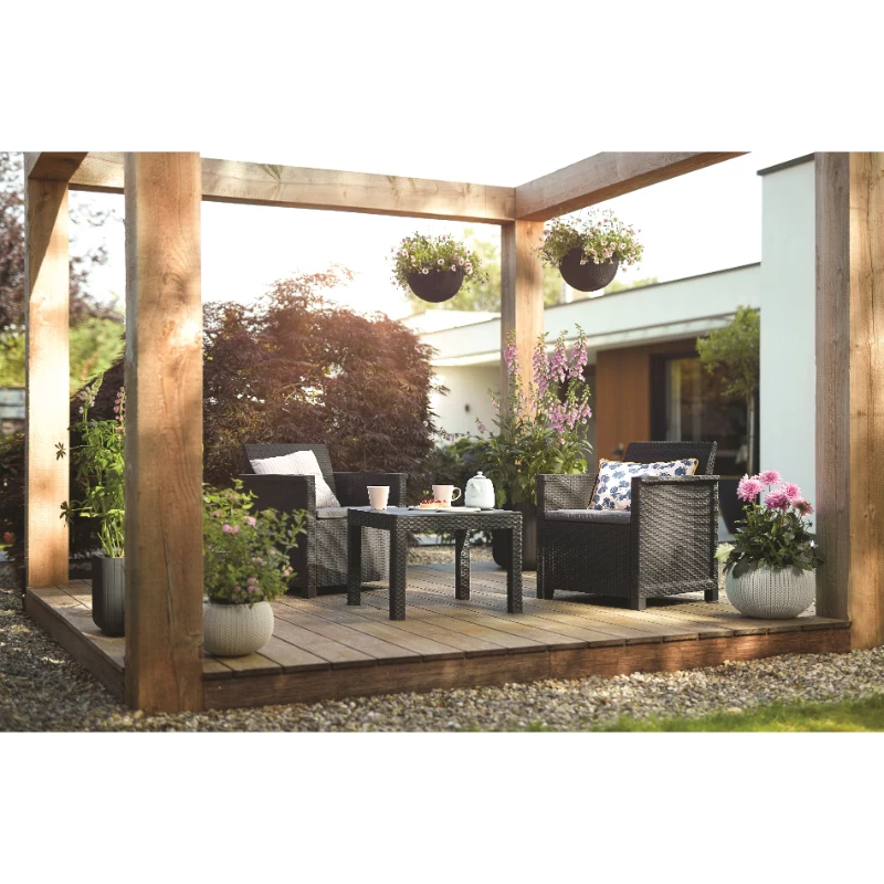 KETER Conjunto de mobiliário de jardim Elodie conjunto de varanda com mesa Classic cinzento