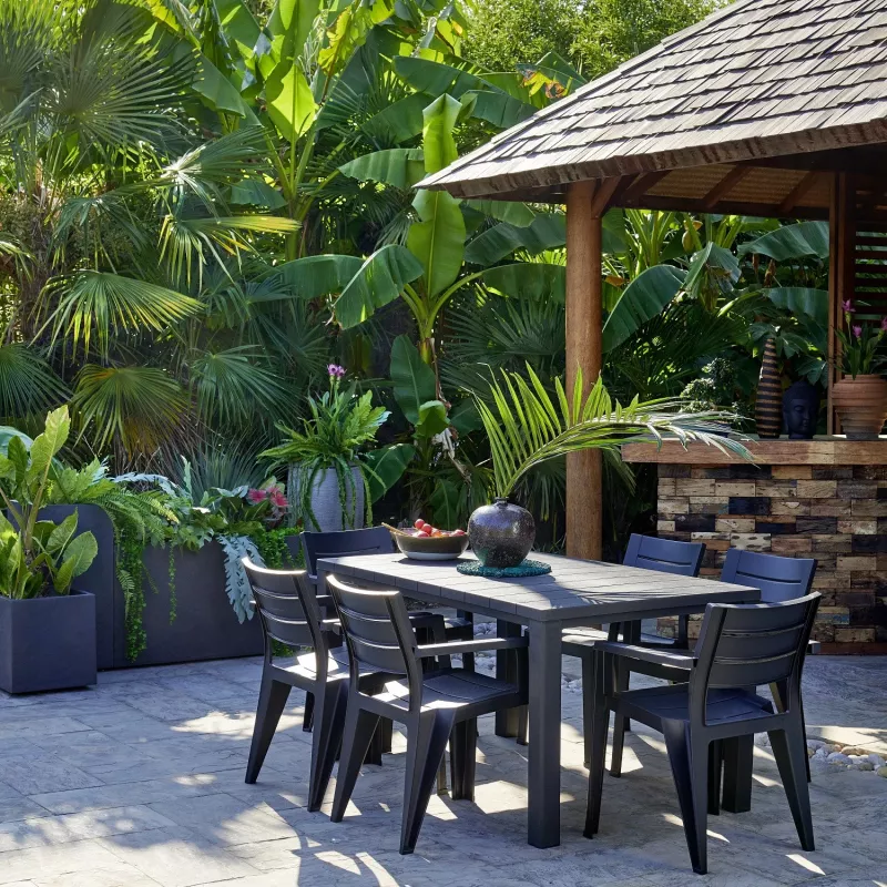 KETER Mesa de jardim Julie Double Table (2 configurações) cinzenta