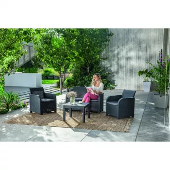 KETER Conjunto de mobiliário de jardim Rosalie conjunto com mesa Classic cinzento
