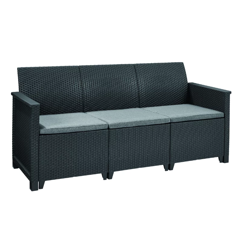 KETER Conjunto de mobiliário de jardim Elodie 5 lugares com mesa/caixa de arrumação cinzento