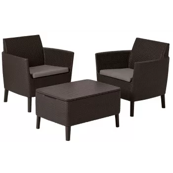 KETER Conjunto de mobiliário de jardim Salemo conjunto de varanda castanho