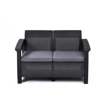KETER Sofá de jardim Doppel-Corfu Love Seat cinzento