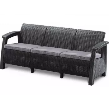 KETER Corfu Love Seat Max sofá de jardim triplo cinzento
