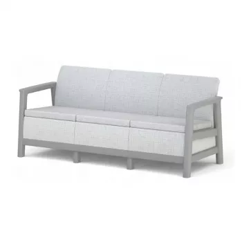 KETER Sofá de jardim de três lugares Scandi Linea sofá de 3 lugares cinzento-claro/cinzento-aço-escuro