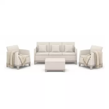 Conjunto de mobiliário de jardim KETER Scandi Forma 3 lugares cinzento-seixo/bege-claro