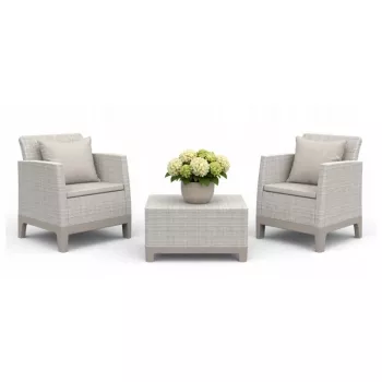 Conjunto de mobiliário de jardim KETER Scandi Forma conjunto de varanda cinzento-seixo/bege-claro
