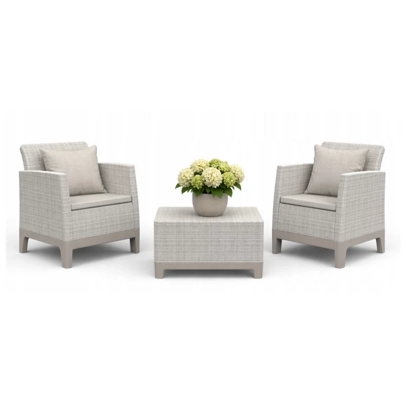 Conjunto de mobiliário de jardim KETER Scandi Forma conjunto de varanda cinzento-seixo/bege-claro