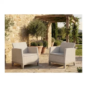 Cadeiras de jardim KETER 2 unid. Scandi Form clara cinzento-seixo/bege-claro