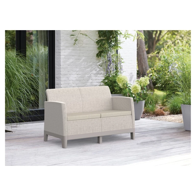 Sofá de jardim KETER dois lugares Scandi Form sofá 2 lugares cinzento-seixo/bege-claro