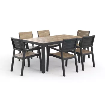 Mesa de jardim KETER Deco Corale 160 efeito teca/cinzento